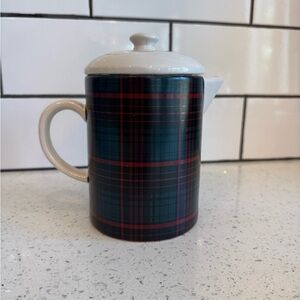 Hearth & Hand by Magnolia Plaid Ceramic Coffee Pot / Teapot with Lid EUC
